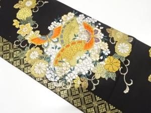 桜花扇面蝶舞文織り出し　袋帯